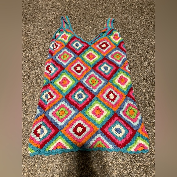 Show Me Your MuMu Granny Square Libra Cover Up Micro Mini Dress - Picture 8 of 13
